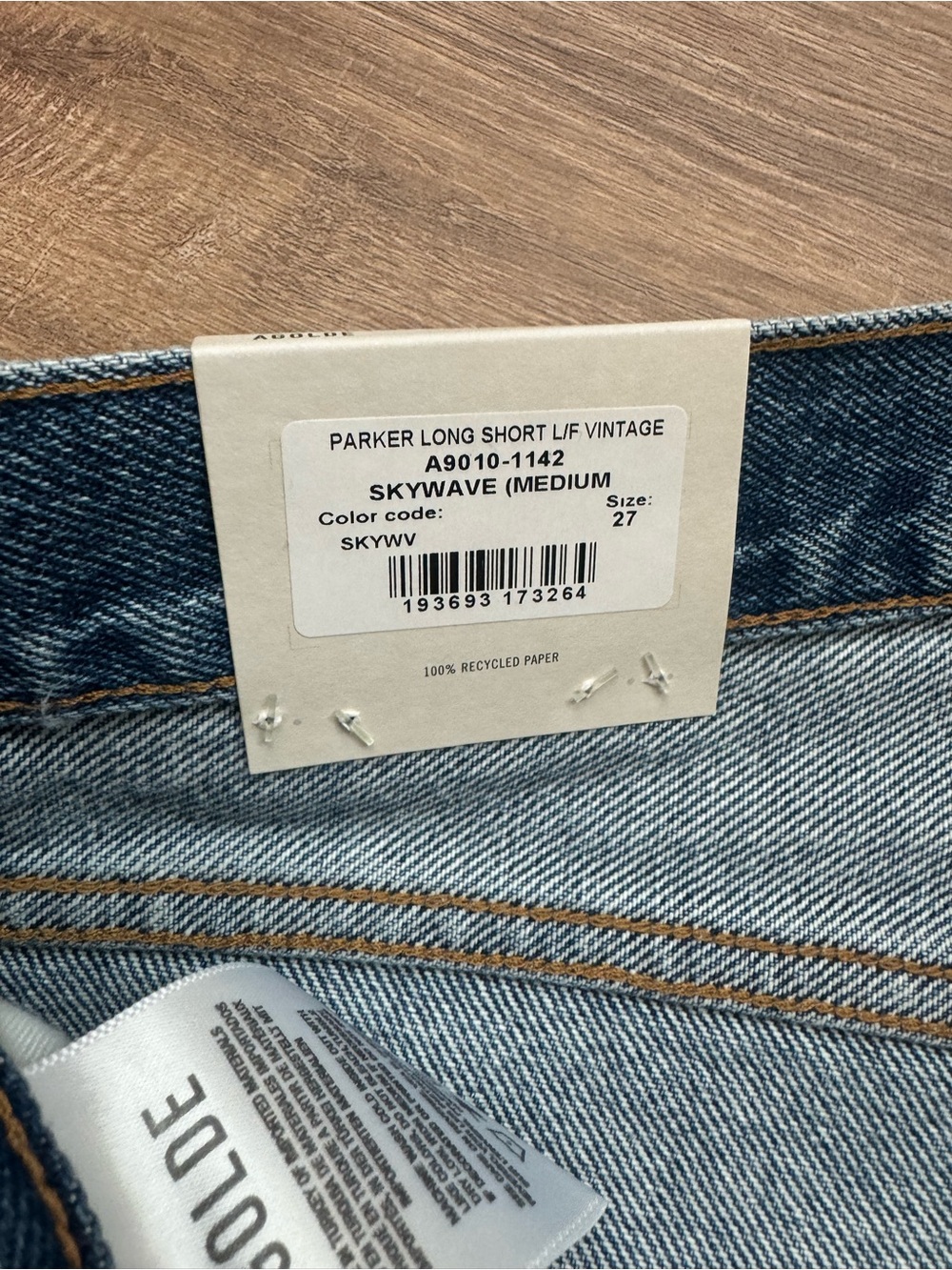 NEW AGOLDE Parker Long Shorts L/F VINTAGE Skywave - Picture 6 of 7